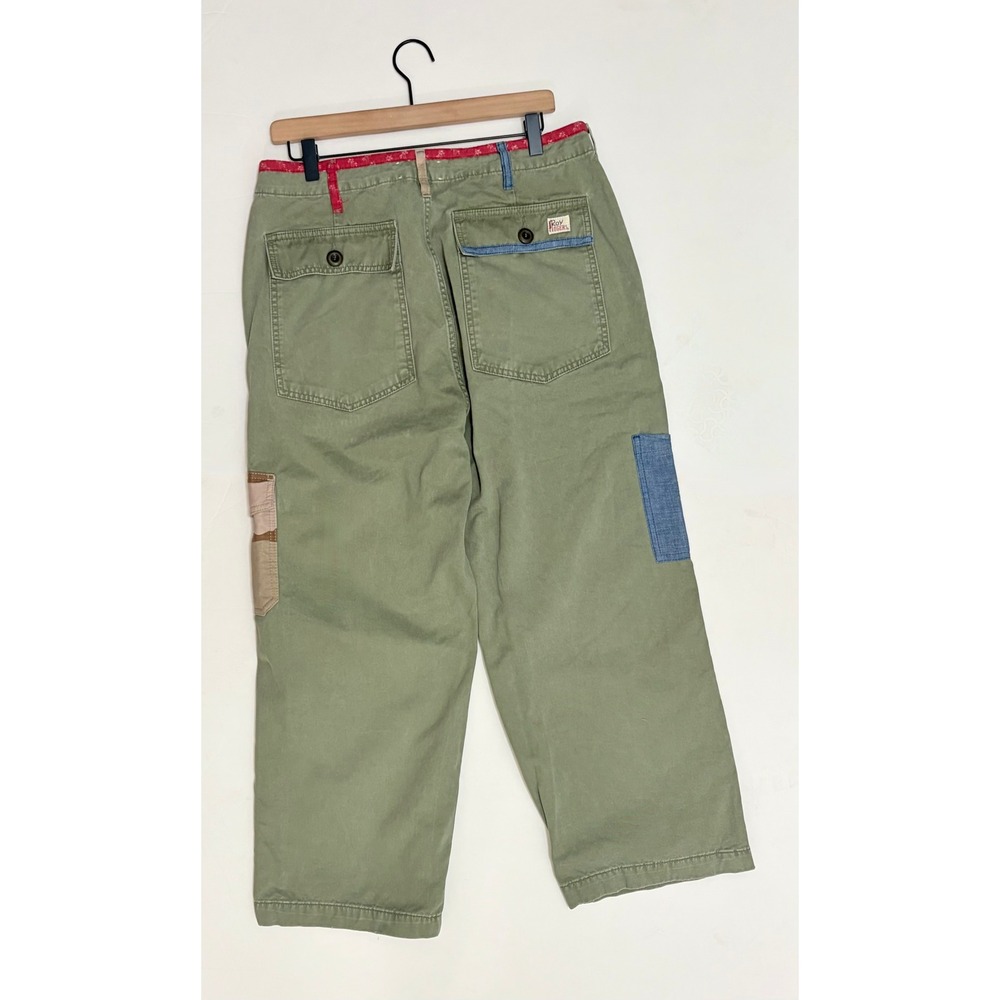 ROY ROGERS Green Cargo Pants Pockets Patches Retro Cropped Roy Roger's Size 31 - Picture 7 of 13